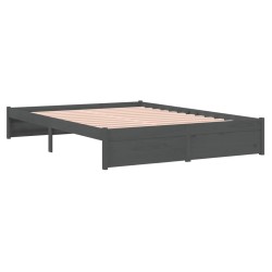 Cadre de lit sans matelas gris bois massif 150x200 cm 
