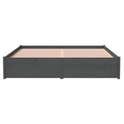 Cadre de lit sans matelas gris bois massif 150x200 cm 