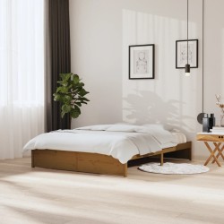 Cadre de lit sans matelas marron miel bois massif 150x200 cm 