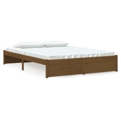 Cadre de lit sans matelas marron miel bois massif 150x200 cm 