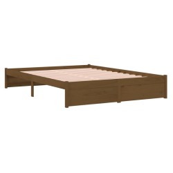 Cadre de lit sans matelas marron miel bois massif 150x200 cm 