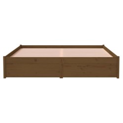 Cadre de lit sans matelas marron miel bois massif 150x200 cm 