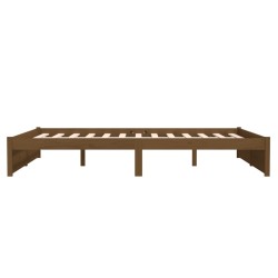 Cadre de lit sans matelas marron miel bois massif 150x200 cm 