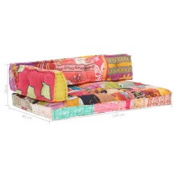 Coussin de canapé palette Multicolore Tissu Patchwork  