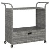 Chariot de bar avec tiroir Gris 100x45x97 cm Résine tressée 