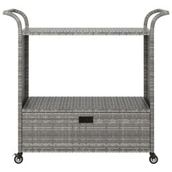 Chariot de bar avec tiroir Gris 100x45x97 cm Résine tressée 