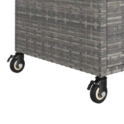 Chariot de bar avec tiroir Gris 100x45x97 cm Résine tressée 