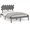 Cadre de lit sans matelas gris 135x190 cm bois massif 