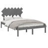 Cadre de lit sans matelas gris 135x190 cm bois massif 