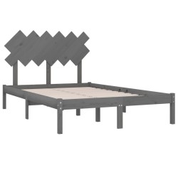 Cadre de lit sans matelas gris 135x190 cm bois massif 