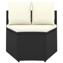 Canapés de jardin 2 pcs avec coussins Résine tressée Noir 