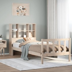 Lit bibliothèque sans matelas 90x190 cm bois de pin massif 