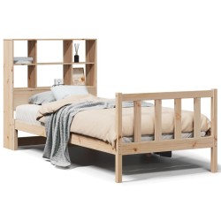 Lit bibliothèque sans matelas 90x190 cm bois de pin massif 