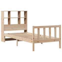 Lit bibliothèque sans matelas 90x190 cm bois de pin massif 