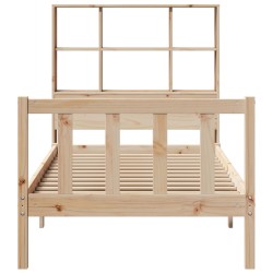 Lit bibliothèque sans matelas 90x190 cm bois de pin massif 