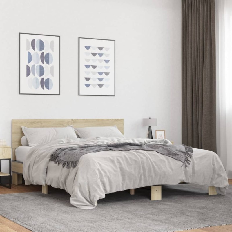 Cadre de lit sans matelas chêne sonoma 150x200 cm 