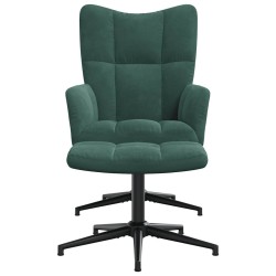 Chaise de relaxation avec tabouret Vert foncé Velours 