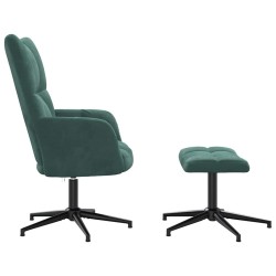 Chaise de relaxation avec tabouret Vert foncé Velours 