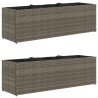 Jardinières avec 3 pots 2 pcs gris 105x30x32 cm résine tressée 