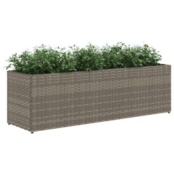 Jardinières avec 3 pots 2 pcs gris 105x30x32 cm résine tressée 