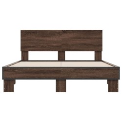 Cadre de lit sans matelas chêne marron 135x190 cm 