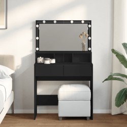 Coiffeuse avec LED noir 80x41x134,5 cm 