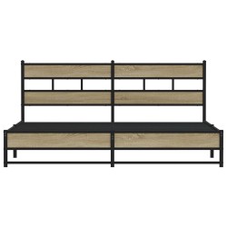Cadre de lit en métal sans matelas chêne sonoma 193x203 cm 