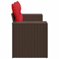 Canapé de jardin avec coussins 2 places en résine tressée marron 