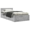 Cadre de lit avec tête de lit sans matelas gris béton 90x190 cm 