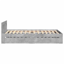 Cadre de lit avec tête de lit sans matelas gris béton 90x190 cm 