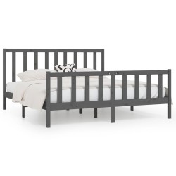 Cadre de lit sans matelas gris 180x200 cm bois massif 