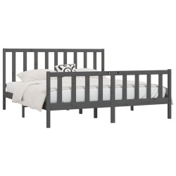 Cadre de lit sans matelas gris 180x200 cm bois massif 