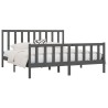 Cadre de lit sans matelas gris 180x200 cm bois massif 