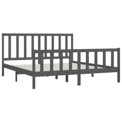 Cadre de lit sans matelas gris 180x200 cm bois massif 