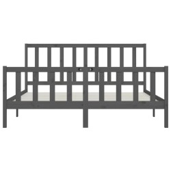 Cadre de lit sans matelas gris 180x200 cm bois massif 