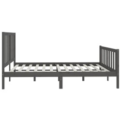 Cadre de lit sans matelas gris 180x200 cm bois massif 