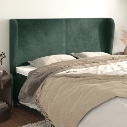 Tête de lit avec oreilles Vert foncé 203x23x118/128 cm Velours 