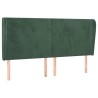 Tête de lit avec oreilles Vert foncé 203x23x118/128 cm Velours 