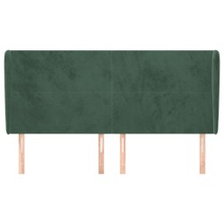 Tête de lit avec oreilles Vert foncé 203x23x118/128 cm Velours 