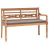 Banc Batavia avec coussin gris foncé 120 cm Bois de teck massif 