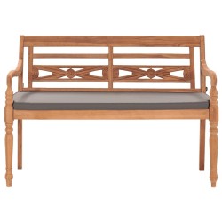 Banc Batavia avec coussin gris foncé 120 cm Bois de teck massif 