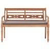 Banc Batavia avec coussin gris foncé 120 cm Bois de teck massif 