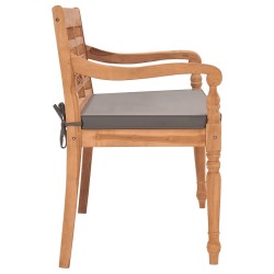 Banc Batavia avec coussin gris foncé 120 cm Bois de teck massif 
