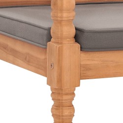 Banc Batavia avec coussin gris foncé 120 cm Bois de teck massif 
