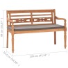 Banc Batavia avec coussin gris foncé 120 cm Bois de teck massif 
