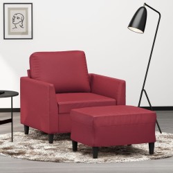 Fauteuil avec repose-pied Rouge bordeaux 60 cm Similicuir 