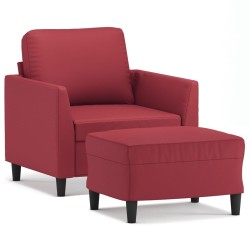 Fauteuil avec repose-pied Rouge bordeaux 60 cm Similicuir 