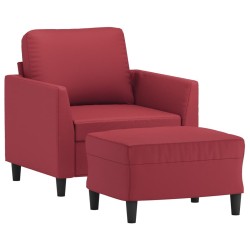 Fauteuil avec repose-pied Rouge bordeaux 60 cm Similicuir 