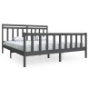 Cadre de lit sans matelas gris bois massif 