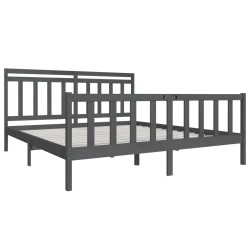 Cadre de lit sans matelas gris bois massif 
